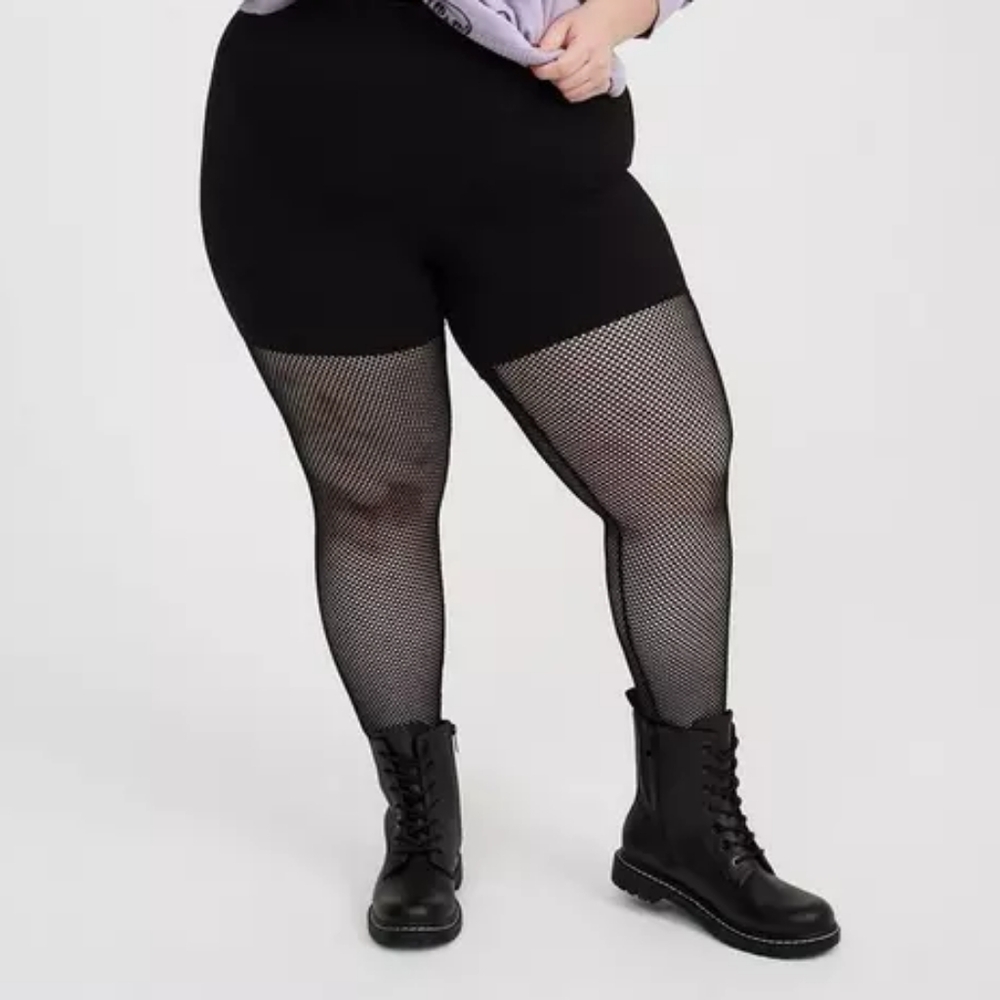 Torrid Halloween Goth Pinup Black Fishnet Leggings Tights 2X 18/20 Nwt